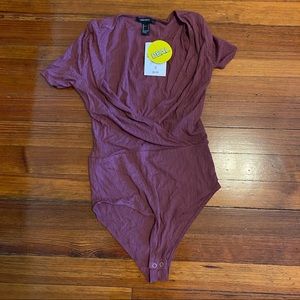 Maroon Forever 21 low V Neck body suit